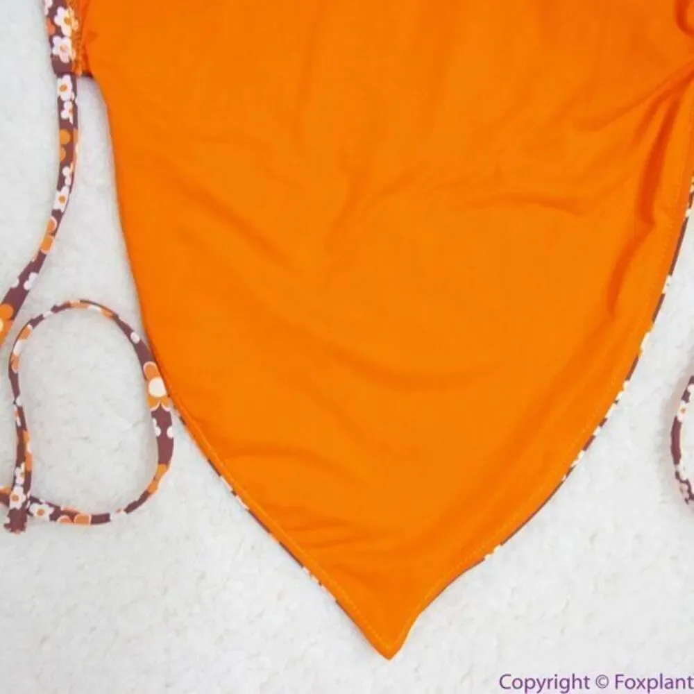 NEW Frankies Bikinis retro Indy floral halter cowl swim top,‎ S